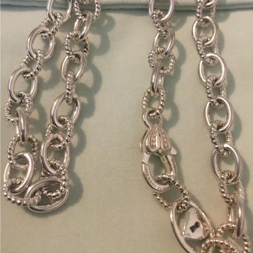 Vintage Judith Ripka Sterling Silver Key To My Heart Diamonique Necklace - Picture 2 of 12